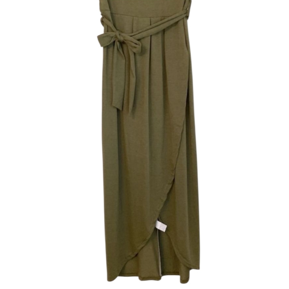 Army Green Faux Wrap Dress - Picture 7 of 9
